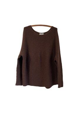 Christian Wijnants Chocolate Brown Open Knit Wool Blend Pullover Sweater Size M